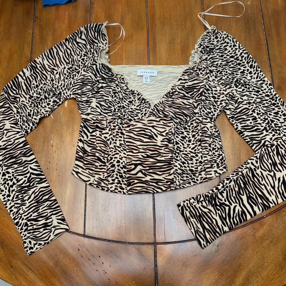 TOPSHOP animal print crop top